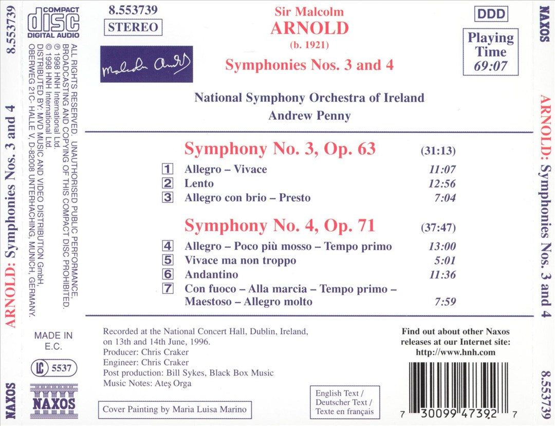 Arnold: Symphonies Nos. 3 & 4 cover art