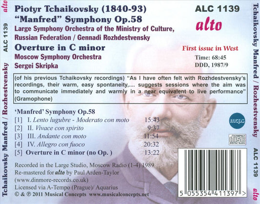 Tchaikovsky: Manfred Symphony; Overture in C minor cover art