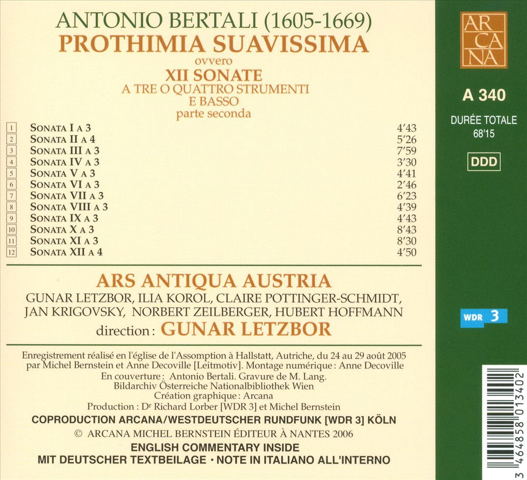 Antonio Bertali: Prothimia Suavissima, Parte Seconda cover art