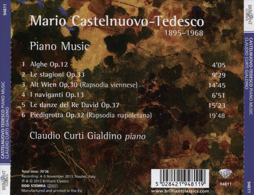 Castelnuovo-Tedesco: Piano Music cover art