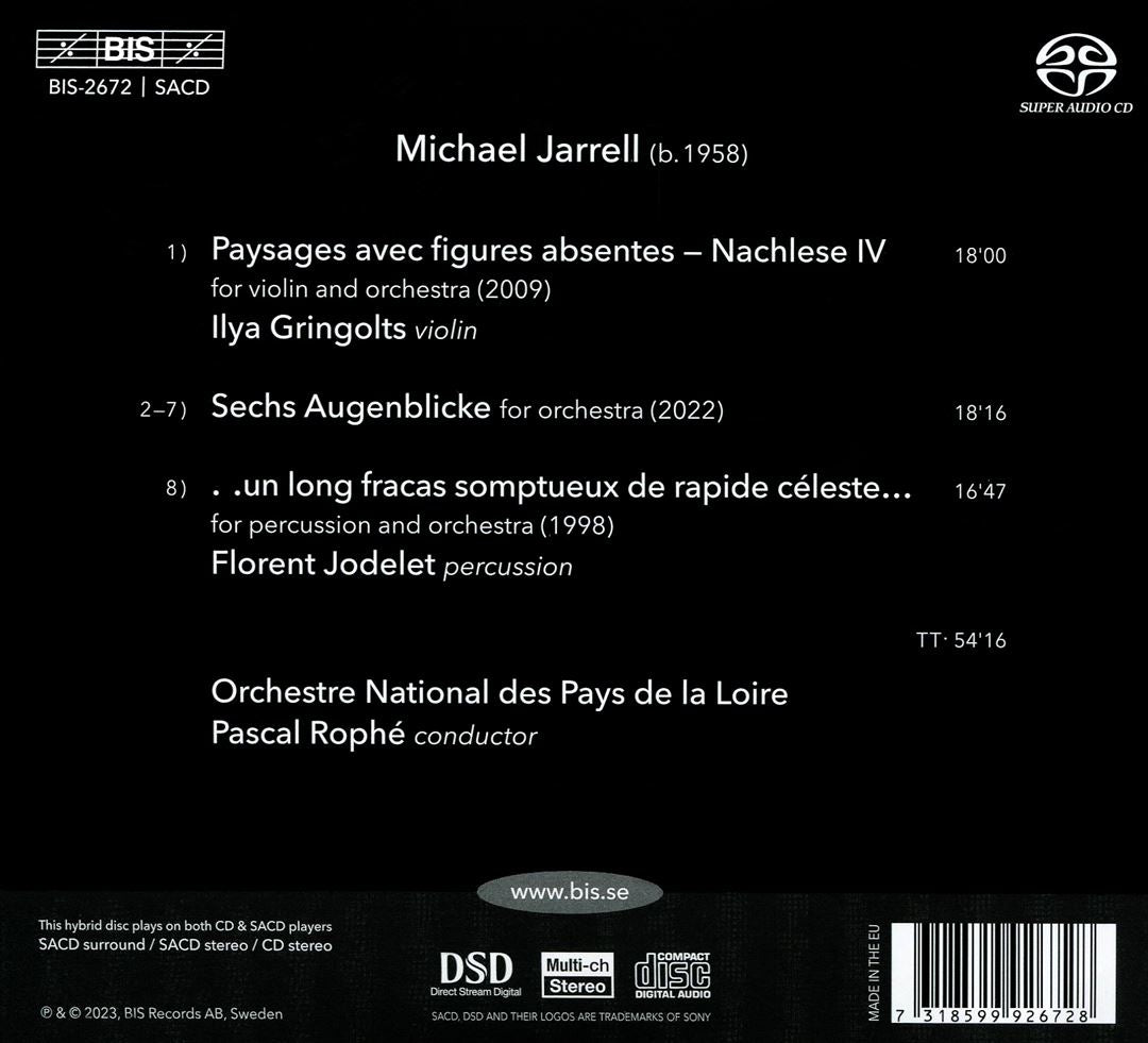 Michael Jarrell: Paysages avec figures absentes - Nachlese IV; Sechs Augenblicke; Un long fracas somptueux de riapide cover art