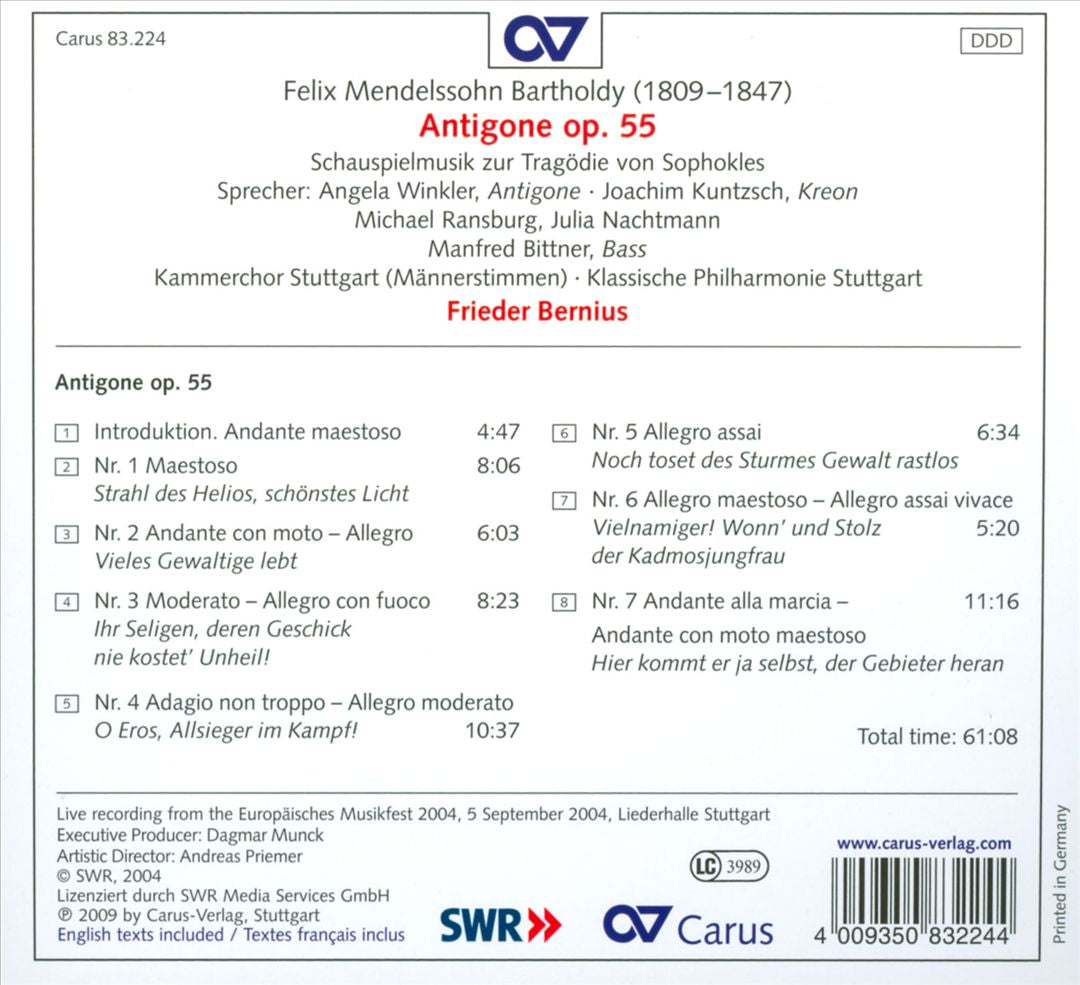 Mendelssohn: Antigone cover art