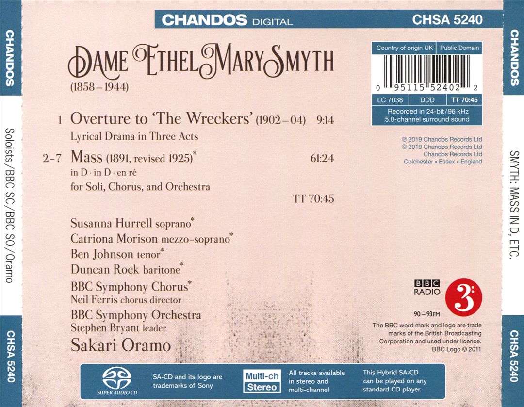 Dame Ethel Smyth: Mass in D; Overture to 'The Wreckers' cover art