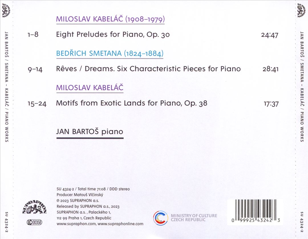 Kabelác: Eight Preludes; Motifs from Exotic Lands; Smetana: Dreams cover art
