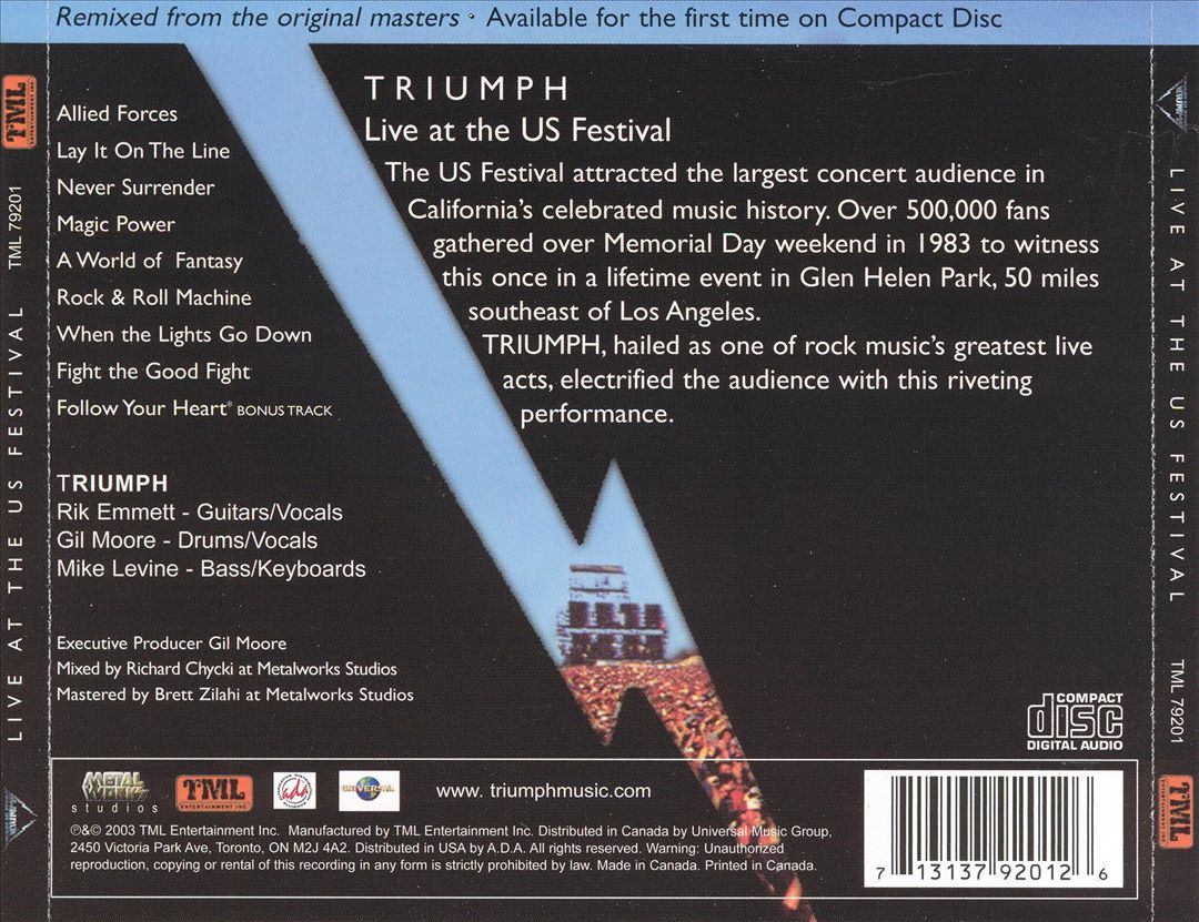 Live at the US Festival cover art