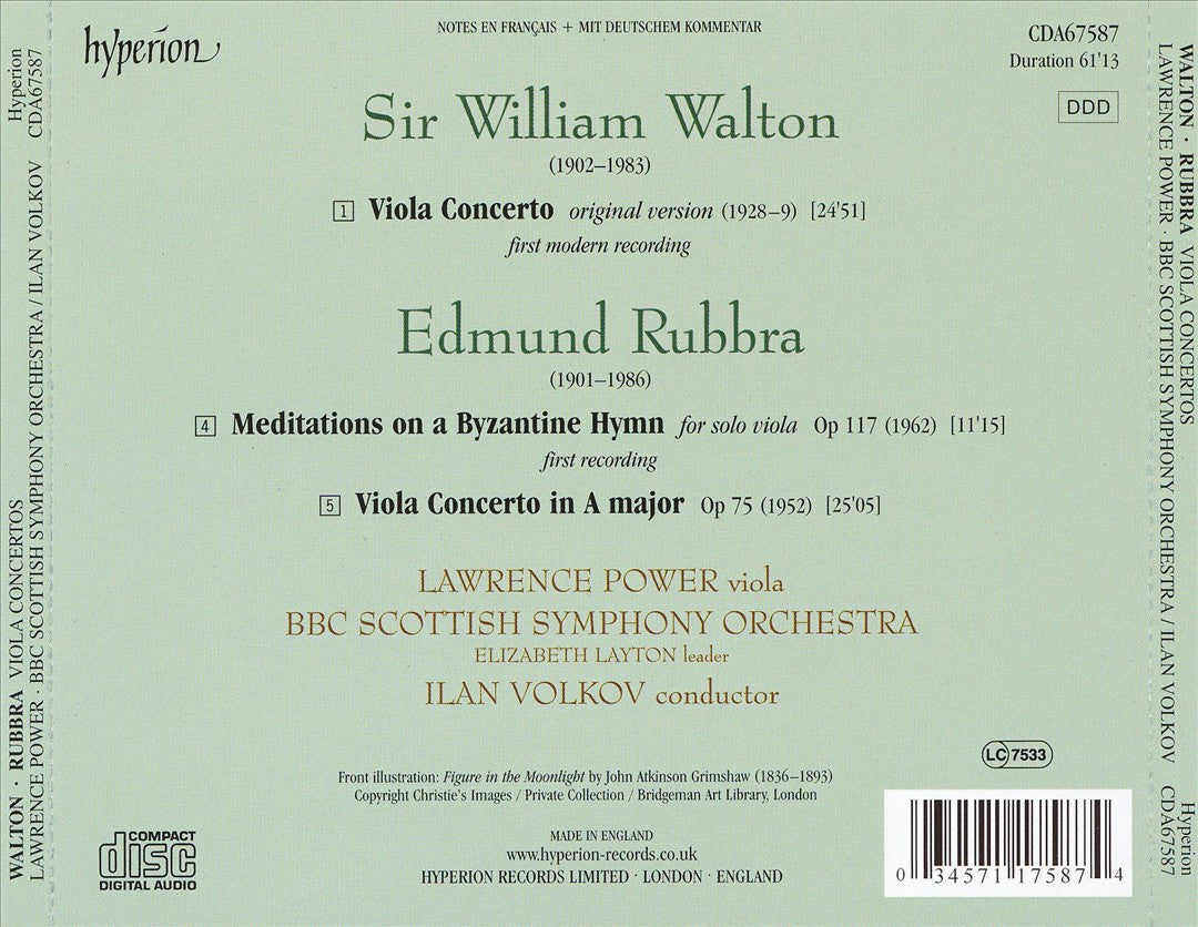 Walton, Rubbra: Viola Concertos cover art