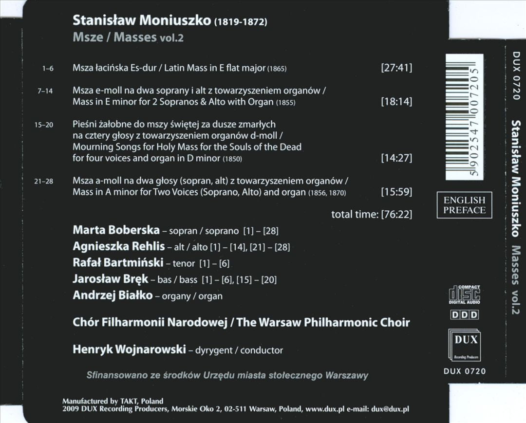 Stanislaw Moniuszko: Masses, Vol. 2 cover art