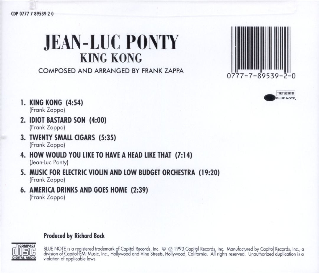 King Kong: Jean-Luc Ponty Plays the Music of Frank Zappa cover art