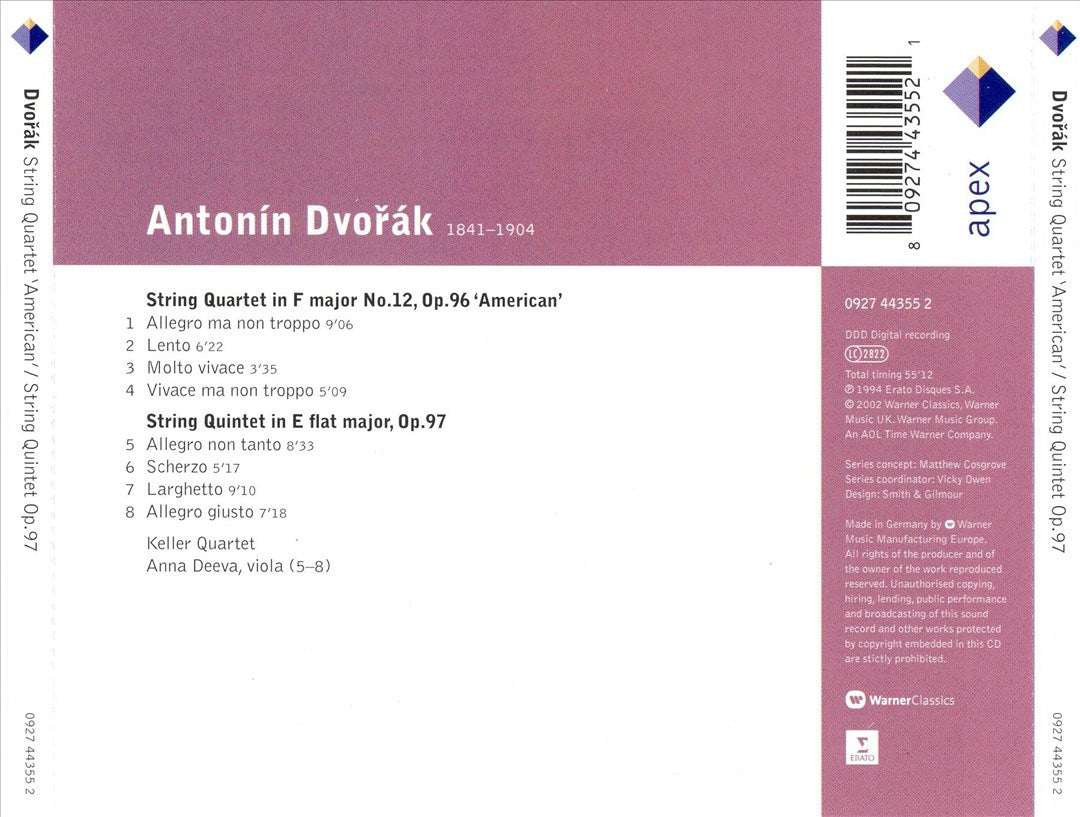 Dvorák: String Quartet No. 12 "American"; String Quintet cover art
