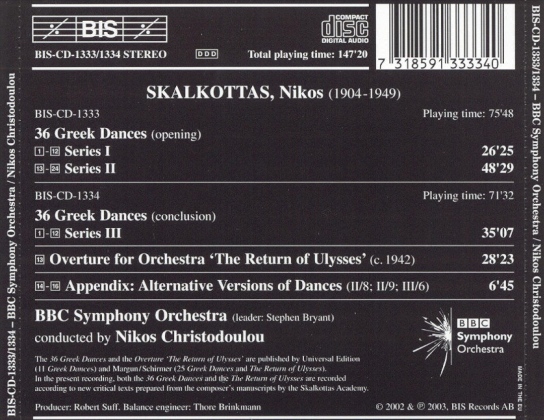 Nikos Skalkottas: 36 Greek Dances; The Return of Ulysses cover art