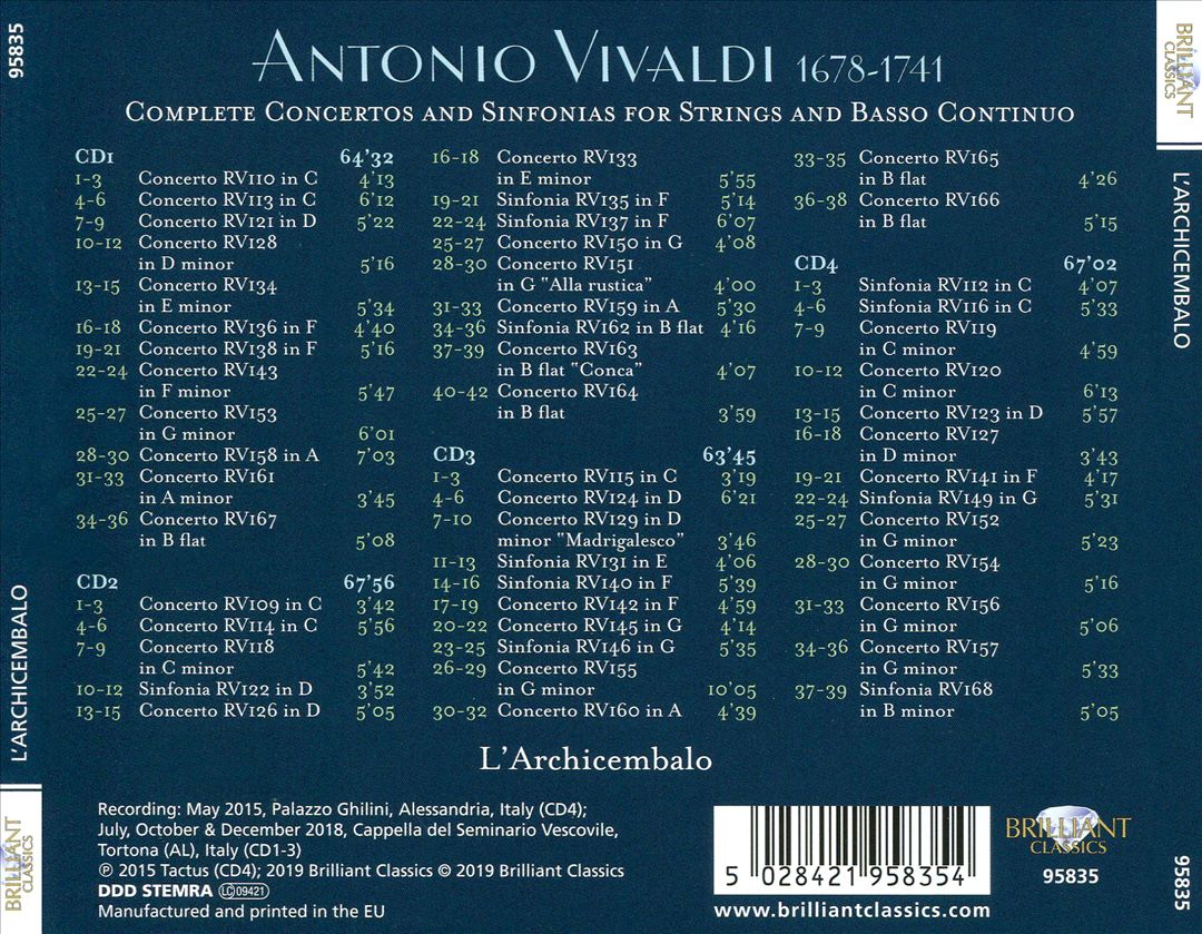 Vivaldi: Complete Concertos and Sinfonias for Strings and Basso Continuo cover art
