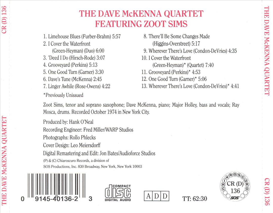 Dave McKenna Quartet Featuring Zoot Sims cover art