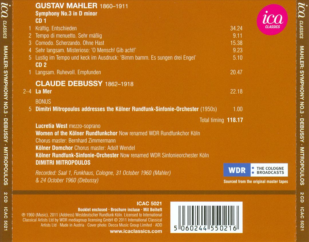 Mahler: Symphony No. 3; Debussy: La Mer cover art