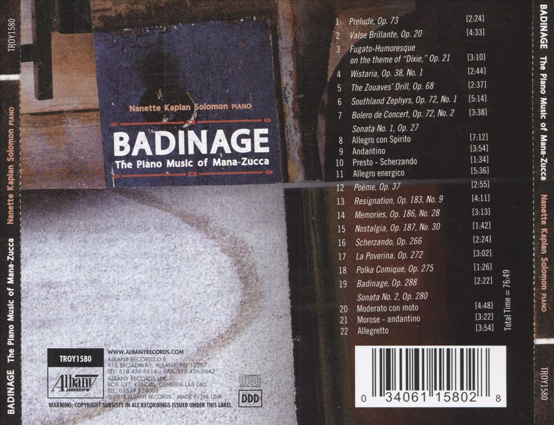 Badinage: The Piano Music of Mana-Zucca cover art