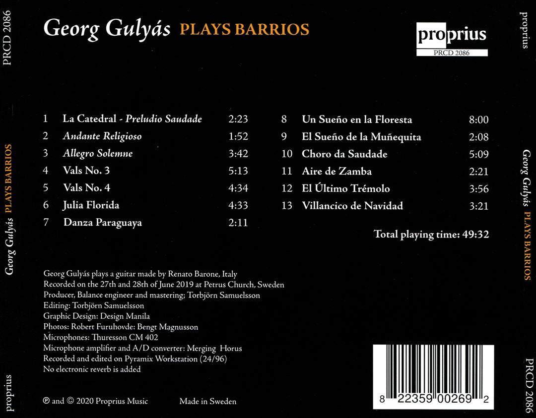 Georg Gulyas plays Barrios cover art
