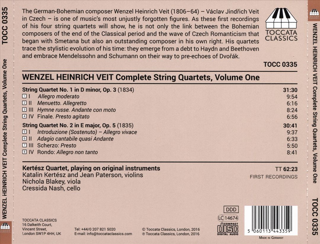 Wenzel Heinrich Veit: Complete String Quartets, Vol. 1 cover art