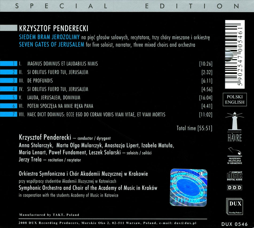 Penderecki: Seven Gates of Jerusalem cover art