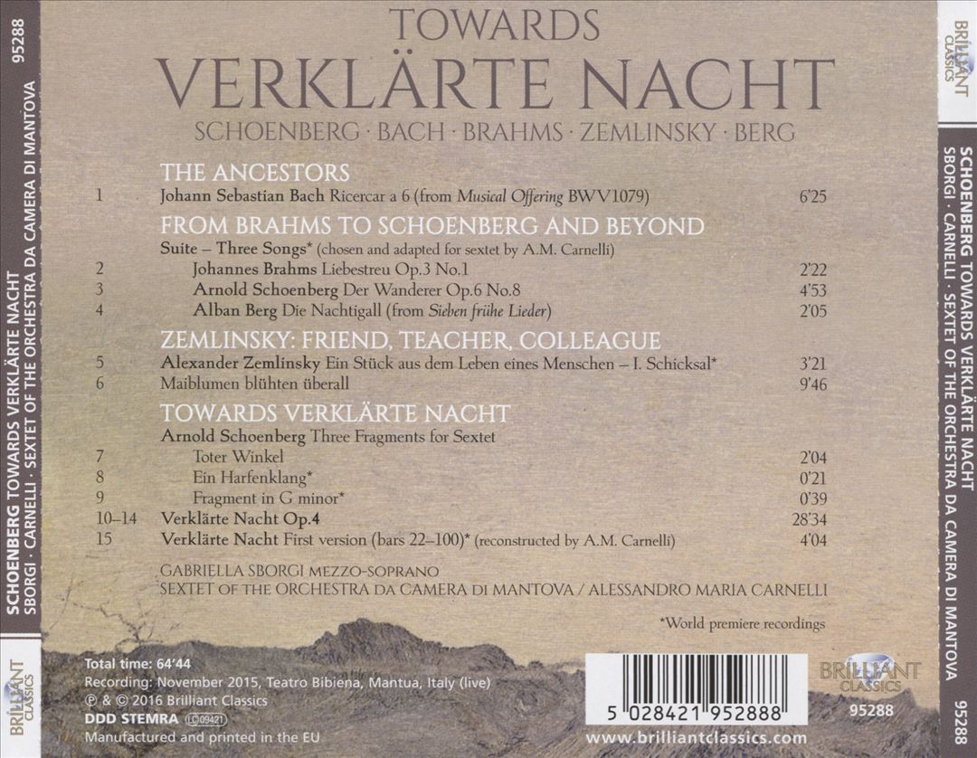 Towards Verklärte Nacht: Schoenberg, Bach, Brahms, Zemlinsky, Berg cover art