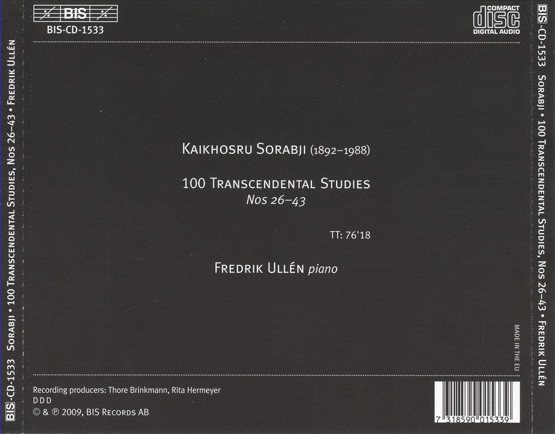 Kaikhosru Sorabji: 100 Transcendental Studies, Nos. 26-43 cover art