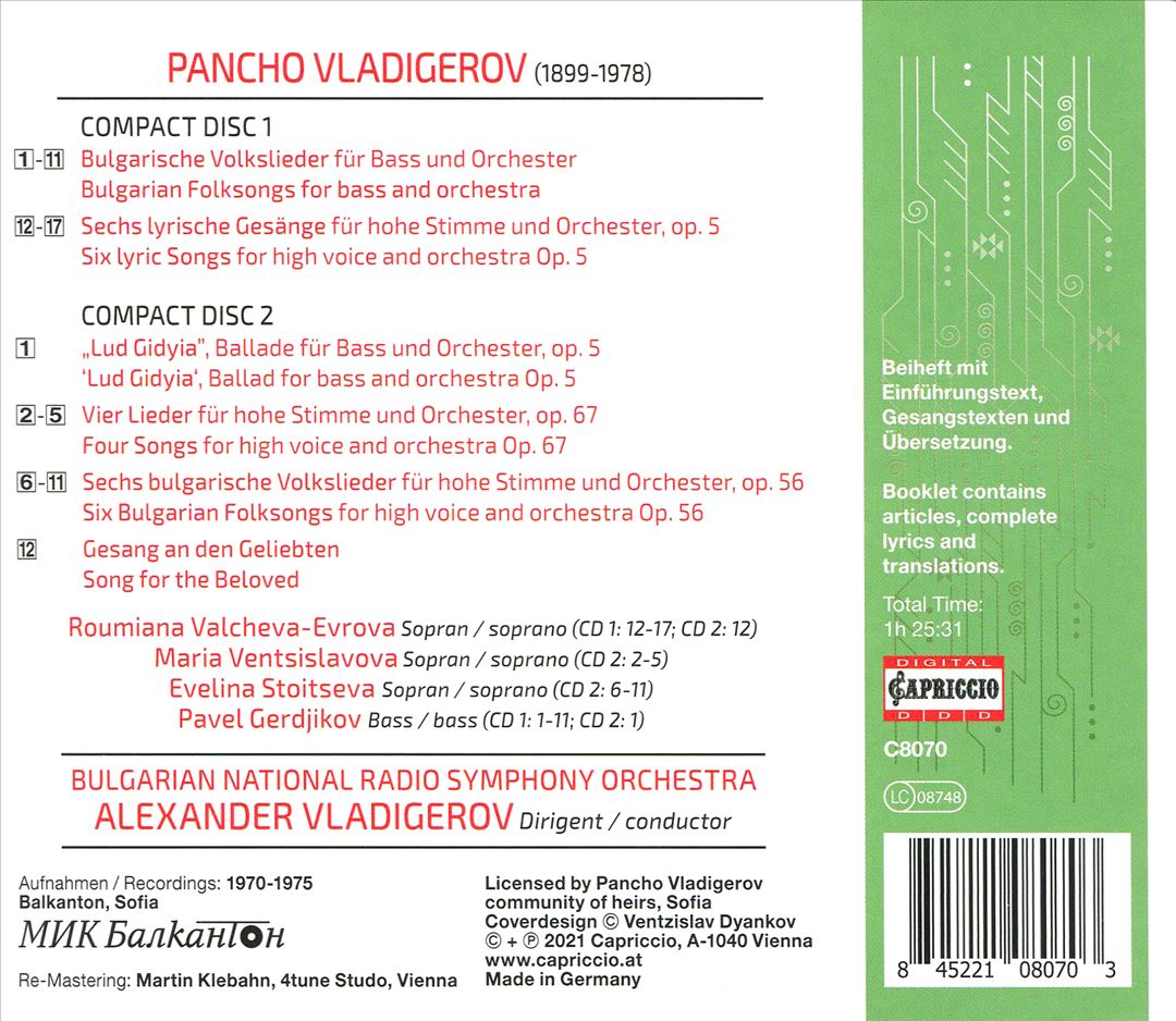 Pancho Vladigerov: Orchestral Songs cover art