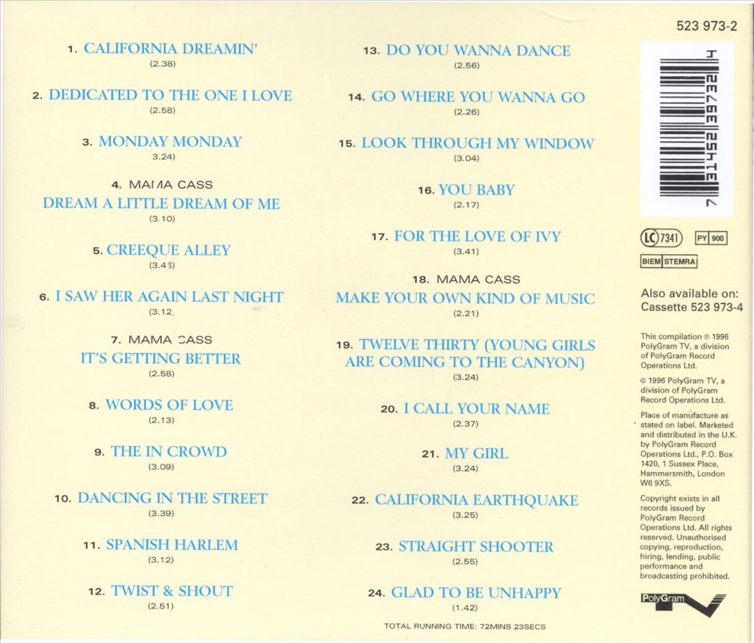 Very Best of the Mamas & the Papas [Universal] cover art