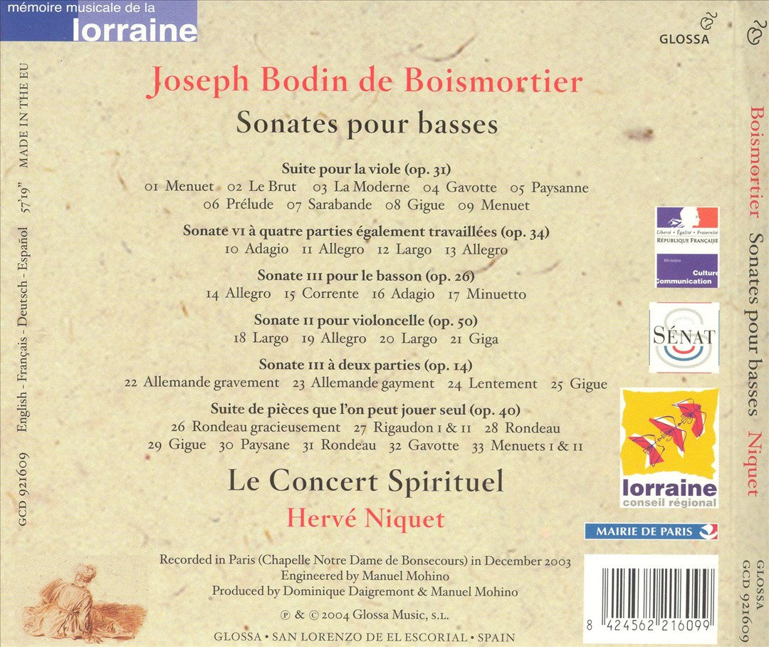 Joseph Bodin de Boismortier: Sonates pour basses cover art