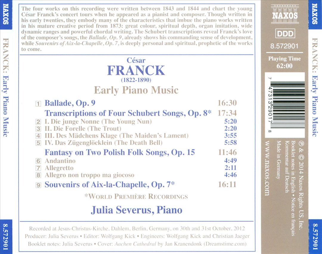 Franck: Early Piano Music cover art
