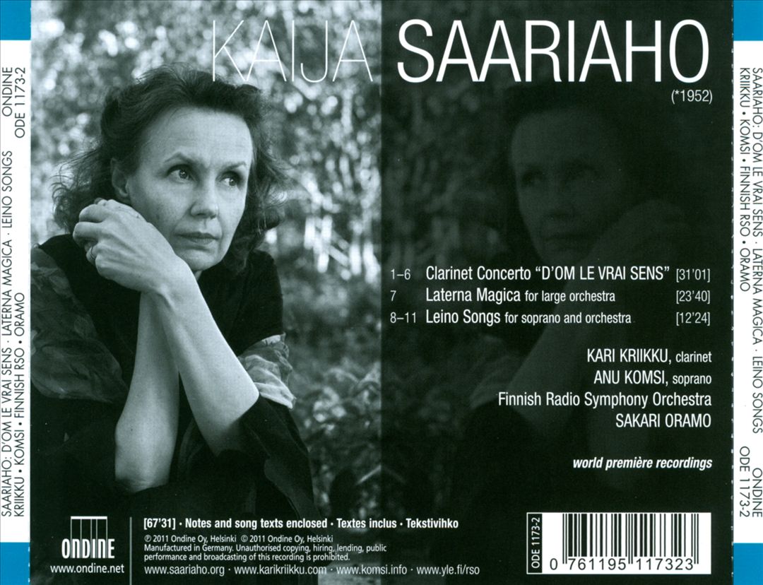 Kaija Saariaho: D'Om le Vrai Sens; Laterna Magica; Leino Songs cover art