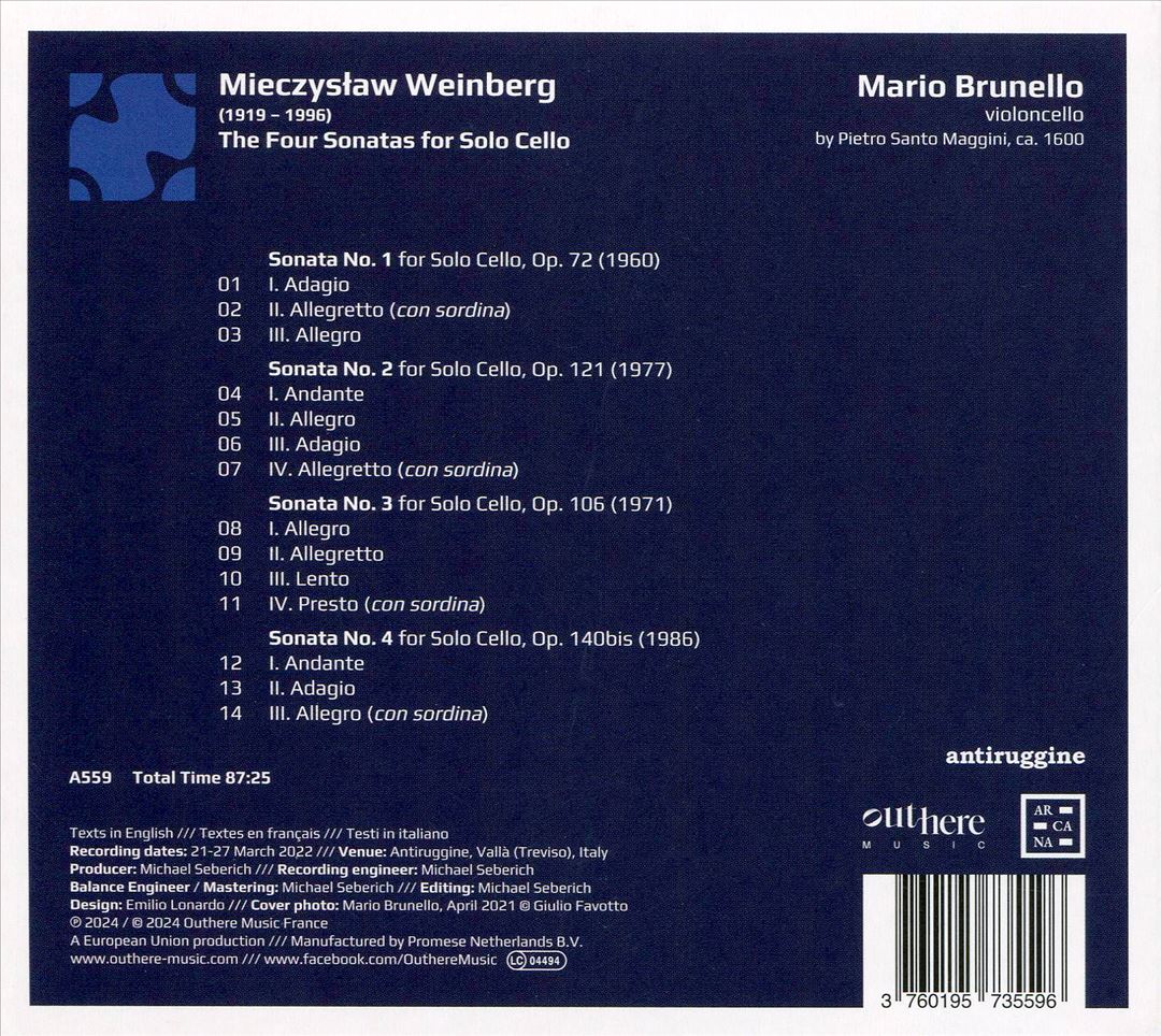 Mieczyslaw Weinberg: The Four Sonatas for Solo Cello cover art
