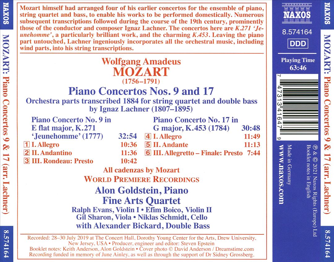 Mozart: Piano Concertos Nos. 9 and 17 (Arr. Ignaz Lachner) cover art