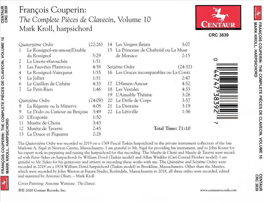 François Couperin: The Complete Pièces de Clavecin, Vol. 10 cover art