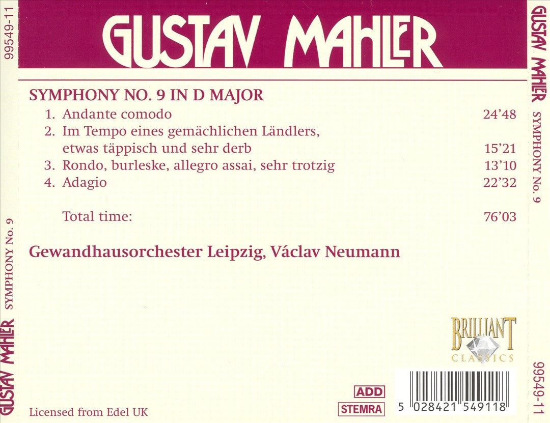 Mahler: Symphony No. 9 cover art