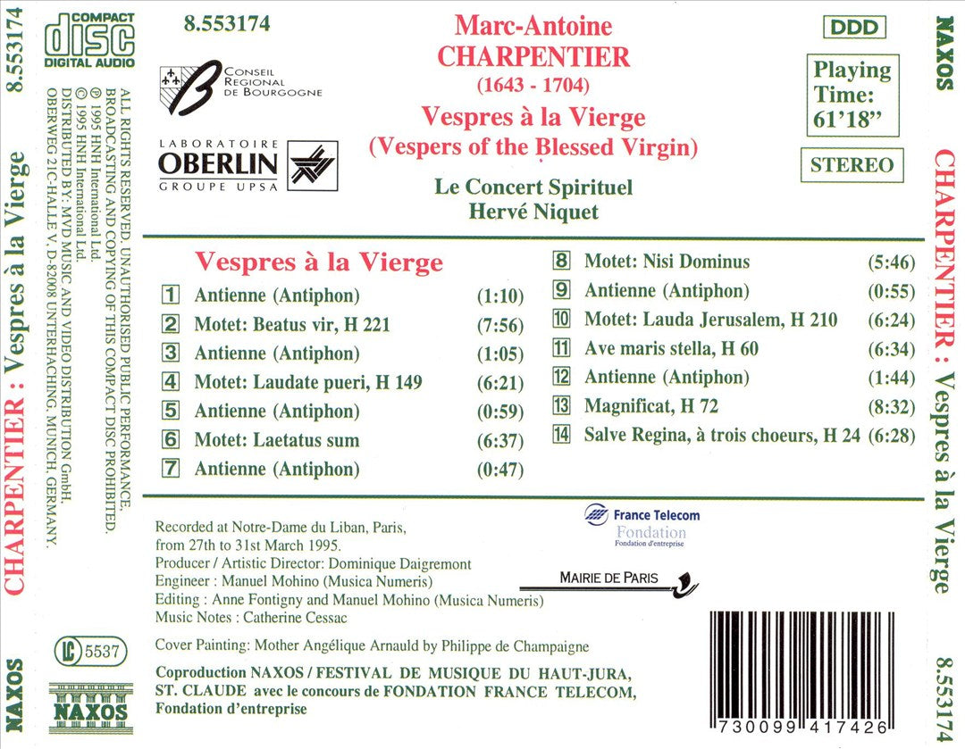 Charpentier: Vespres à la Vierge cover art