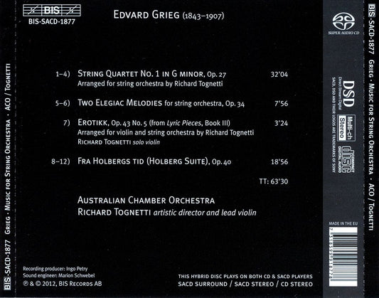 Grieg: Holberg Suite; String Quartet in G minor; Two Elegiac Melodies; Erotikk cover art
