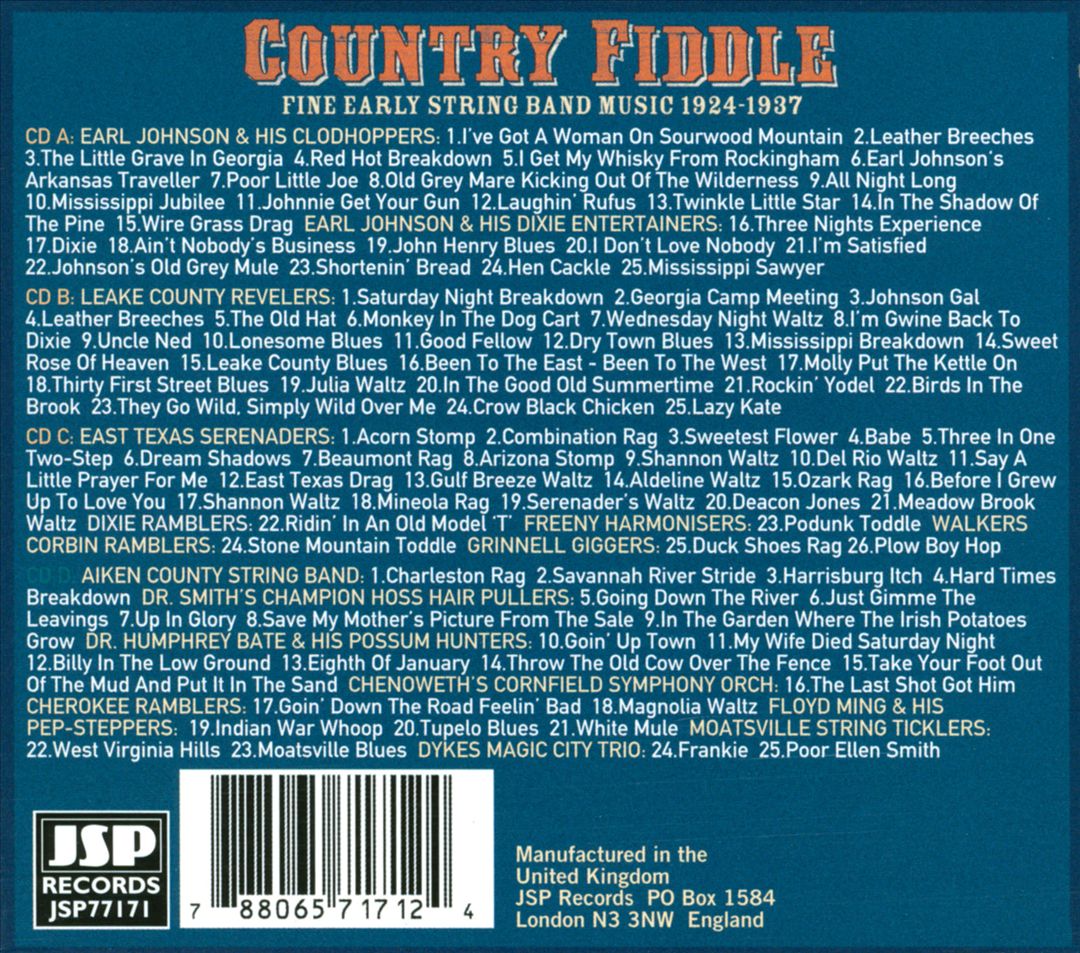 Country Fiddle: Early String Band Music, Vol. 1 cover art