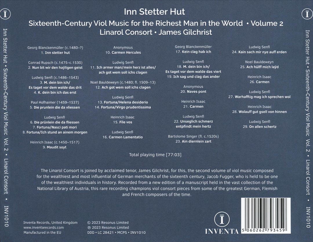 Inn Stetter Hut: Sixteenth-Century Viol Music for the Richest Man in the World, Vol. 2 cover art
