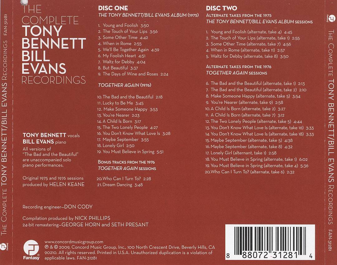 Complete Tony Bennett/Bill Evans Recordings cover art