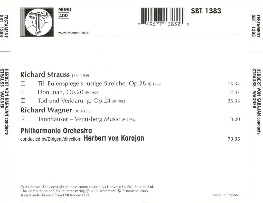 Strauss: Till Eulenspiegel; Don Juan; Wagner: Tannhäuser - Venusberg Music cover art