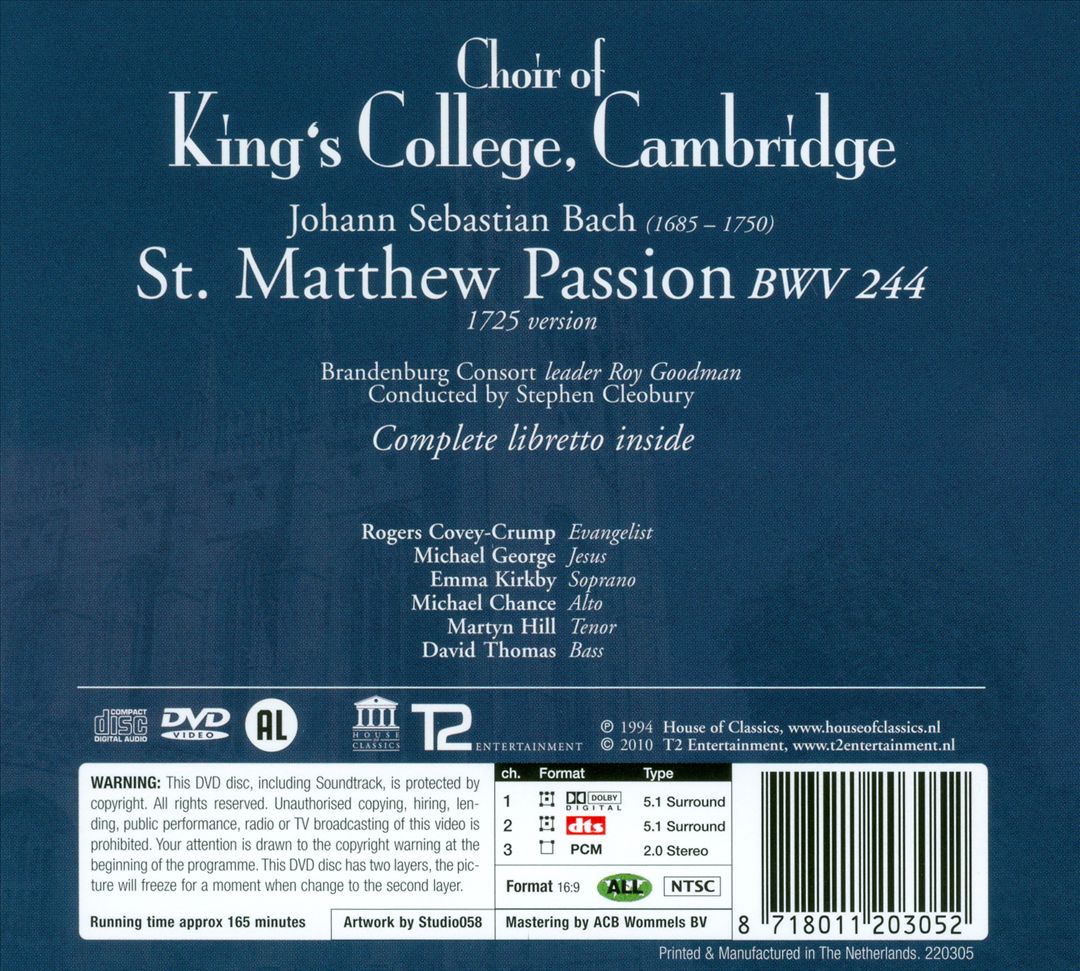 Bach: St. Matthew Passion cover art