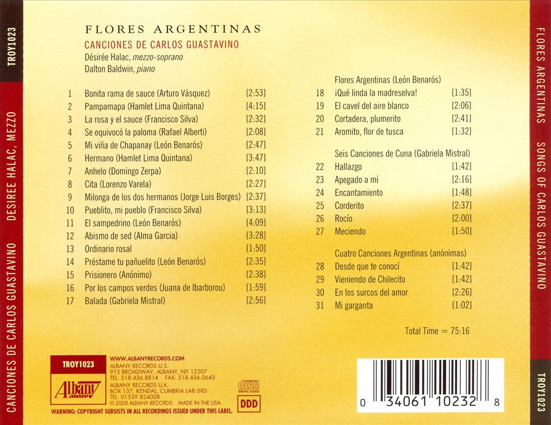 Flores Argentinas: Canciones de Carlos Guastavino cover art