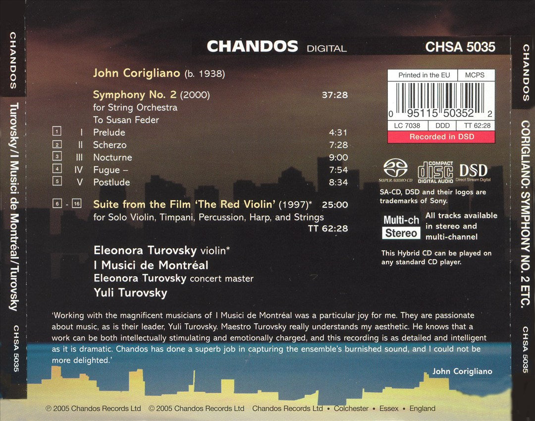 John Corigliano: Symphony No. 2; Suite from 'The Red Violin'  cover art