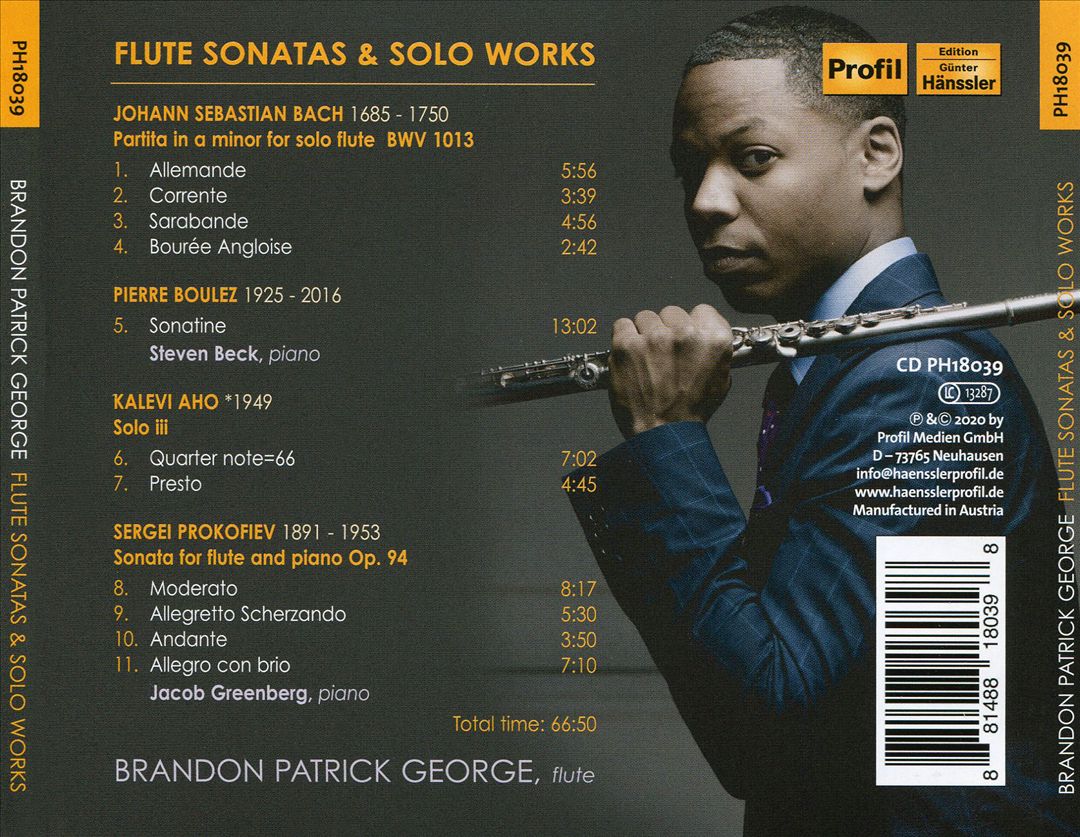 Flute Sonatas & Solo Works: Bach, Boulez, Aho, Prokofiev cover art