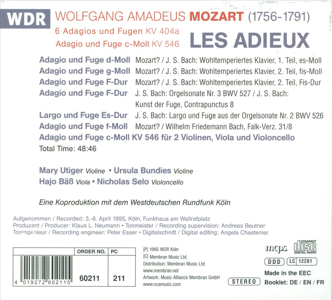 Mozart: 6 Adagios und Fugen Kv 404a; Adagio und Fuge c-Moll Kv 546 cover art