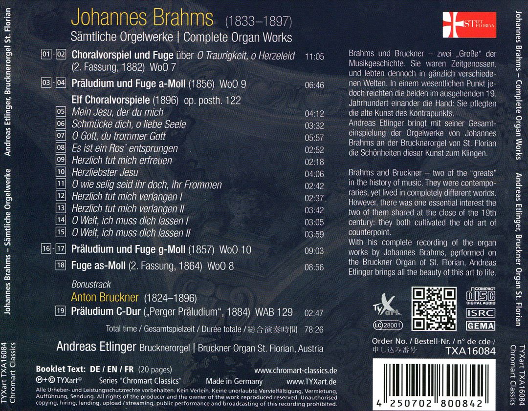 Brahms Meets Bruckner - Johannes Brahms: Complete Organ Works cover art