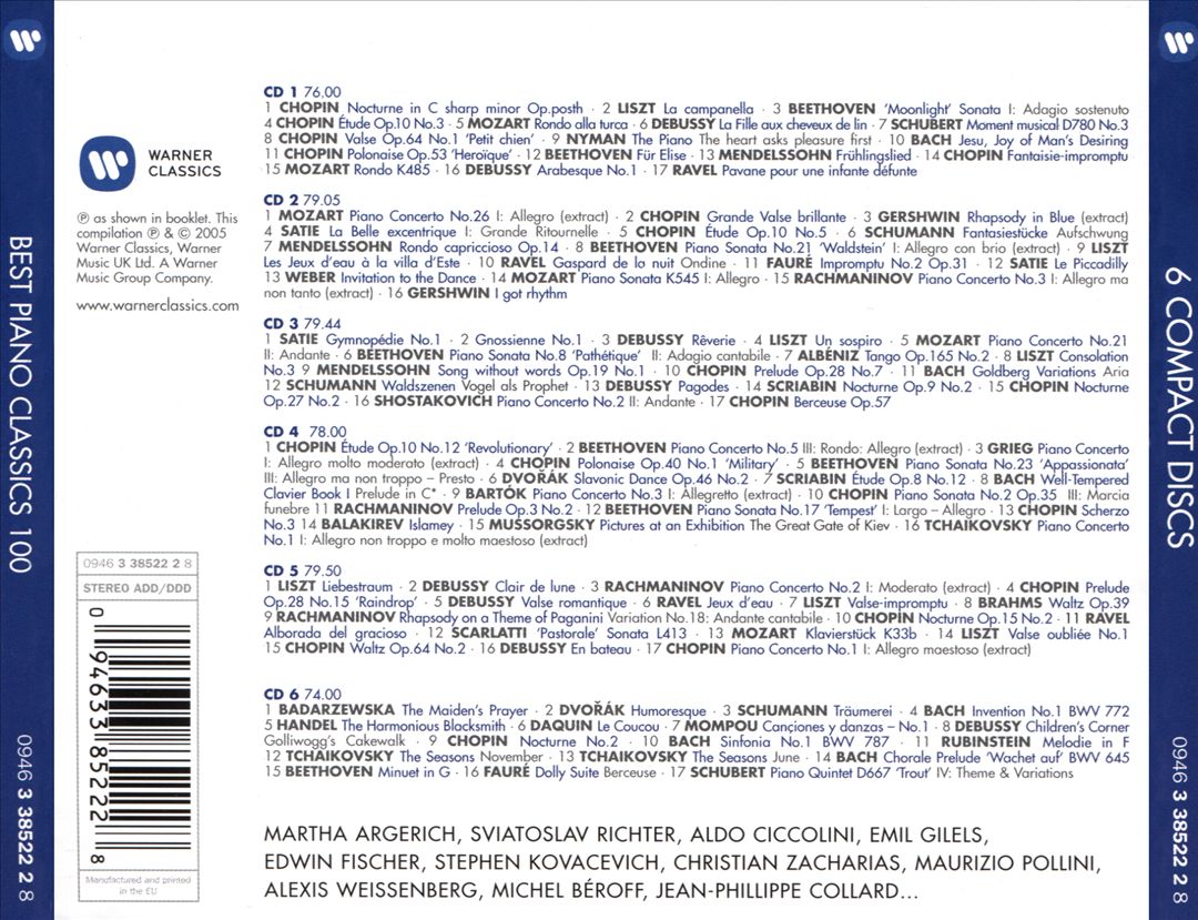 100 Best Piano Classics cover art