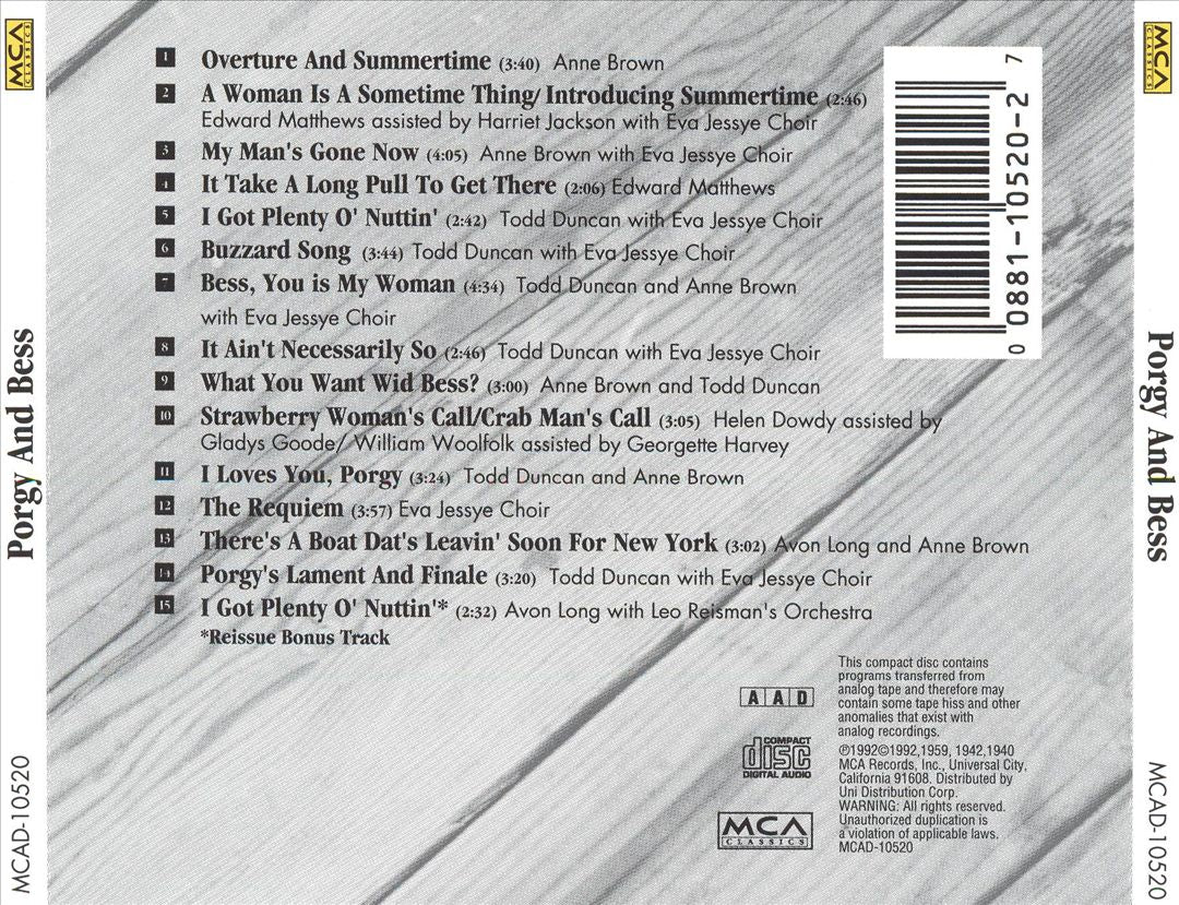 Porgy and Bess [1940-1942 Original Cast Recording] cover art