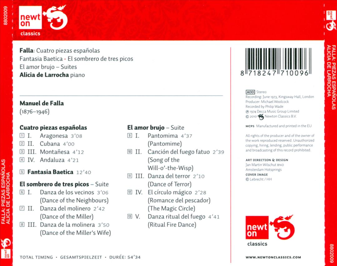 Falla: Suites; Cuatro piezas españolas cover art