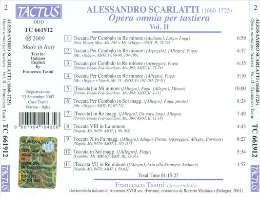 Alessandro Scarlatti: Opera omnia per tastiera, Vol. 2 cover art