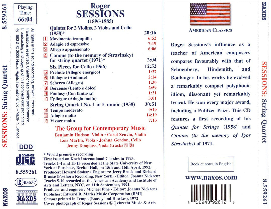 Roger Sessions: String Quartet cover art