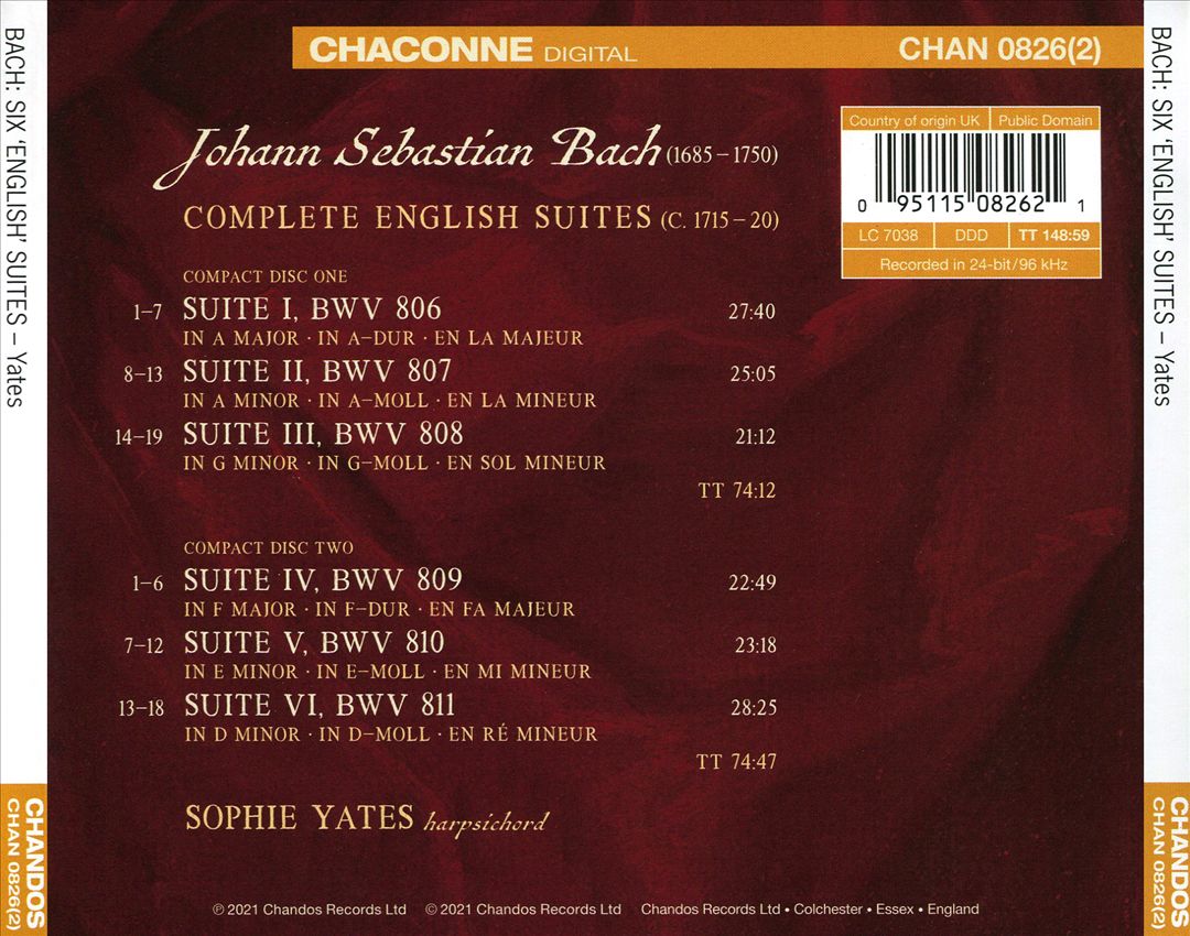 Bach: Complete English Suites cover art